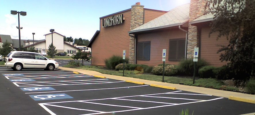 Sable Asphalt's Client List includes Longhorn Steakhouse in Medina. The newly completed parking lot is fresh and inviting. as is shown here.