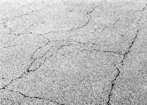An example of block cracking in pavement